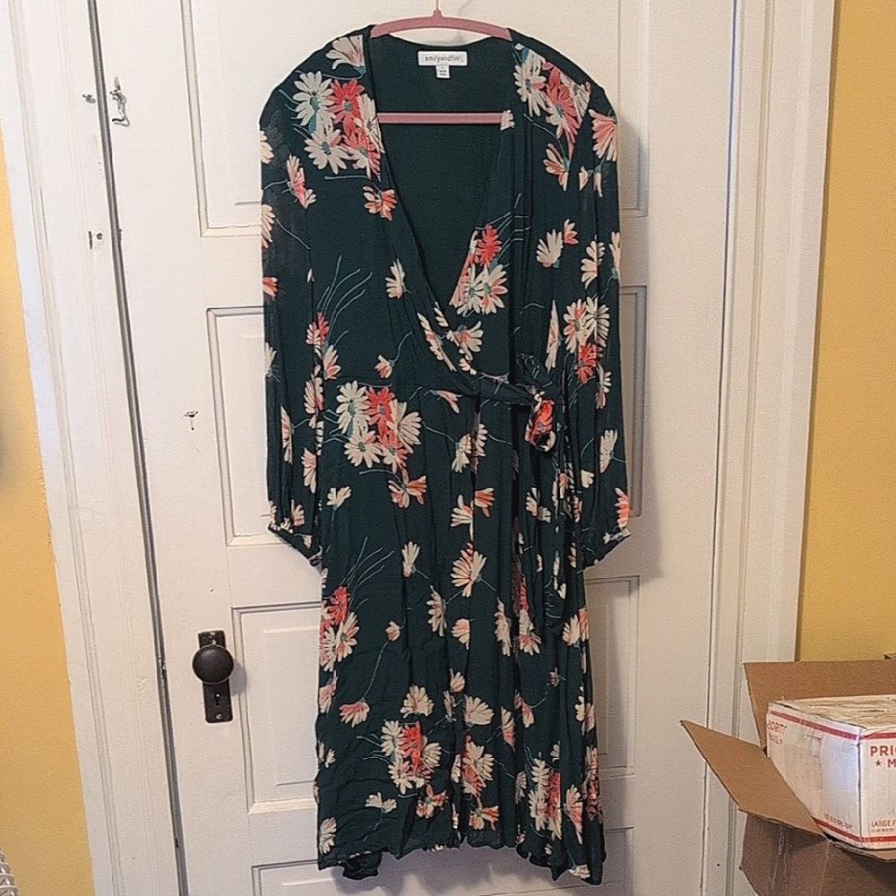 Emily And Fin Green Floral Wrap Dress